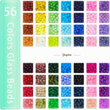 840/1680 Stücke 6mm Glasperlen zum Schmuckemachen, 56 Farben Kristallperlen Armband Set, runde Perlen geeignet für Anfänger