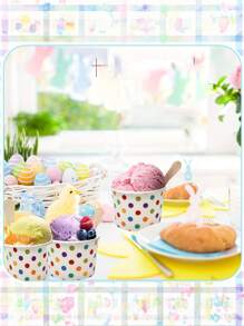 10/24/50PCS Ice Cream Party Bowl, Disposable Dessert Cup, Dessert Bowl, Sandwich Snacks, Yog Soup, Birthday Ice Cream Party Supplies Containers Suitable For Mother's Day Birthday Parties, Picnics, Party Supplies