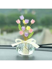 5 Peças Pingente de Rosa de Cristal Feita à Mão Criativa, Pingente de Tulipa, Pingente de Flor de Borboleta Apaixonada, Pingente de Decoração de Interior da Casa, Pingente de Mesa de Quarto, Ornamento Decorativo de Carro para Painel, Decoração de Feriado, Presente de Aniversário, Presente de Ano Novo, Presente de Casal do Dia dos Namorados