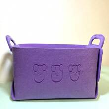 Foldable Car Trunk Storage Box, Cartoon Bear Design, Large Capacity Felt Storage Basket, Auto Organizer