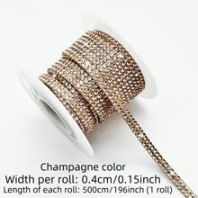 5m Self-Adhesive Rhinestone Tassel Trim - 2 Rows, Solid Color, Suitable For Car Decor, Parties, Birthdays, Weddings, Clothing, Shoes, Hats, Crafts - Thematic Stickers, Best For Christmas