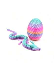 3D Printed Chinese Dragon Egg With Movable Joints - 11.8-Inch Dragon Flexible Statue, Color Series Home Office Decoration