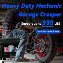 Rolling Creeper Garage Shop Seat For Men, Padded Mechanics Stool With Tool Tray Storage For Garage, Rolling Workshop Stool With Wheels, Auto Creeper Seat, 330 LBS Capacity, Heavy Duty, Black - 黑色 - 查看 2