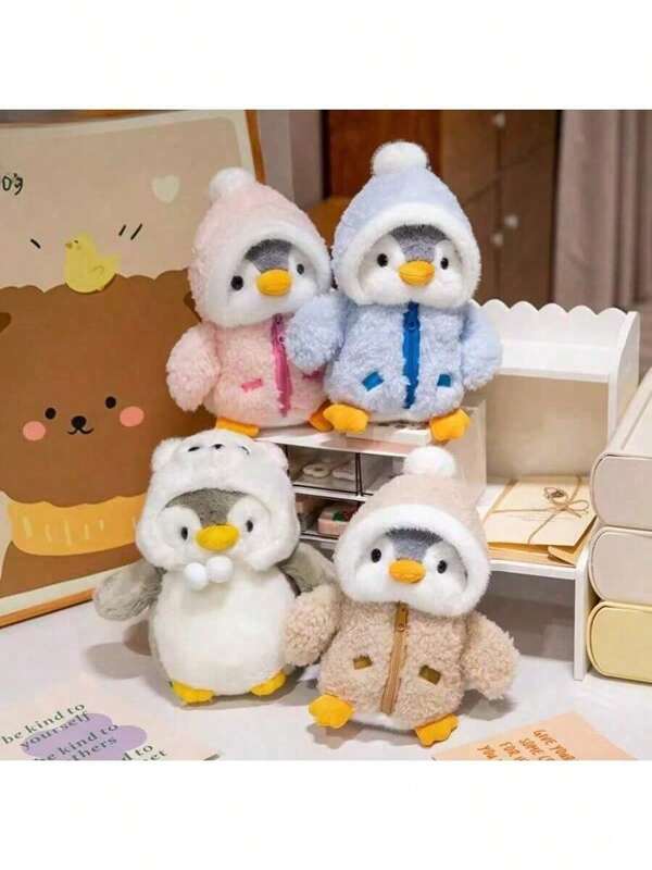 Cute Penguin Plush Dolls, Baby Cozy Throw Pillows, Doll Plush Penguins Wearing Clothes Hats, Blue, Brown, Pink And Gray, Super Cute, Birthday Gifts, All Kinds Of Holiday Gifts Are The Perfect Gift For Giving Gifts. Graduation. Graduation Gift. Easter Gifts. Easter. Valentine's Day Gift. Halloween Gift. Decoration.