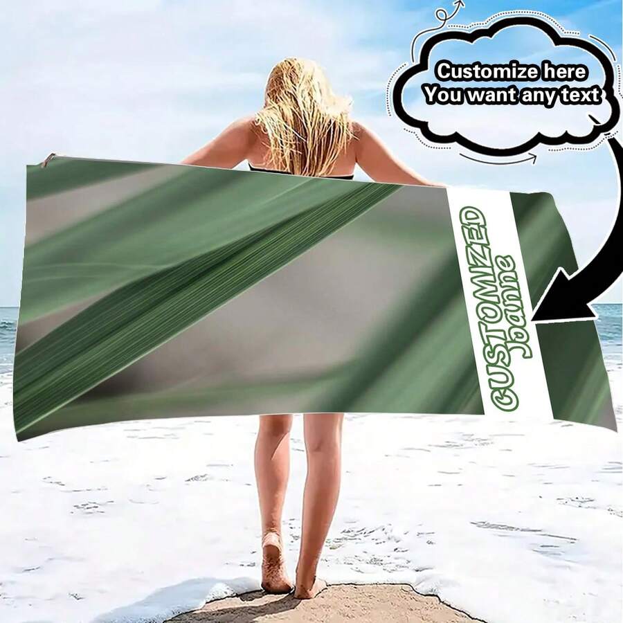 Personalized Beach Towel With Customized Text - Fashionable Design, Quick-Dry And Highly Absorbent, Perfect For Beach, Pool, Camping And Travel - Ideal Gift For Valentine's Day, Birthday, Father's Day And Mother's Day, Beach Essential | Personalized Gift | Fast Drying Fabric Bathroom Decor Summer Beach Essentials - Multicolor - View 1