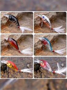 SOUGAYILANG Naluci de pescuit 4g 6 culori Momeală tare artificială Minnow cu ochi 3D, pentru Bas Somn Stiuca Biban Topwater Bass Momeală, Ideală pentru cadouri de obiecte de pescuit de apă dulce