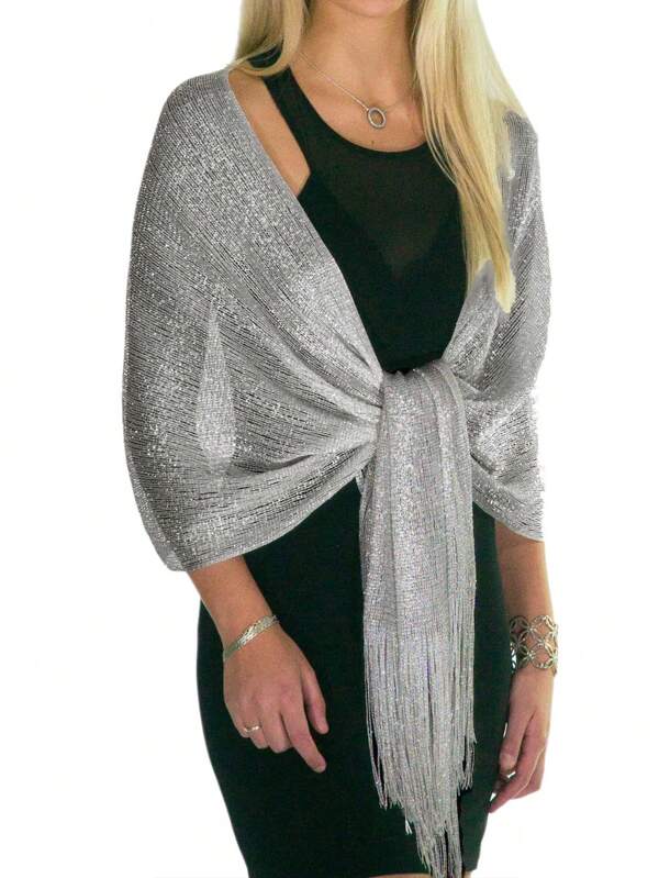 1pc 50*164cm Women's Filigree Tassel Shawl Soft Lightweight Fringe Decoration Party Scarf Shawls And Wraps Large Over Size Evening Dresses Party Travel Office Wedding Evening Dresses Gift
