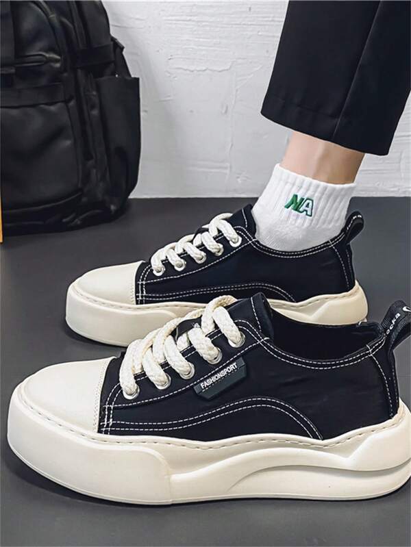 Zapatillas casuales de hombre con suela gruesa y estilo minimalista de moda, versátiles zapatos deportivos y de ocio
