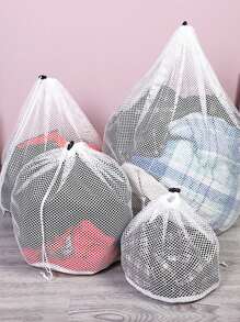 1pc Coarse Mesh Laundry Bag With Drawstring Closure For Lingerie And Bra Washing Dress Pants Shoes Jeans Boots Skirt