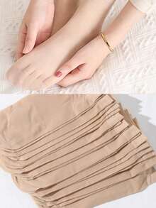 10 Pairs Women's New Thin Summer Short Silk Stockings, Anti-Snag Crystal Flesh Colored Short Socks - Multicolor - View 1