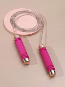 1pc Adjustable Anti Slip Handle With Gold Plated Jump Rope, Suitable For Fitness Exercise - Multicolor - View 4