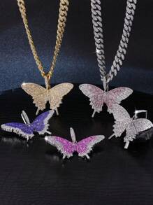 1 pièce Collier pendentif papillon en alliage de zinc, style punk, chaîne cœur, unisexe