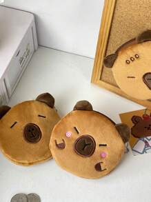1pc Fashionable & Cute Capybara Plush Coin Purse, Earphone & Lipstick Storage Small Bag, Portable Kids Organizer