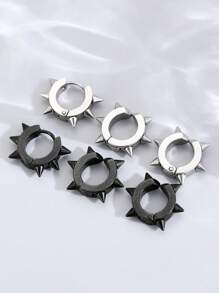 3pcs Stud Hoop Earrings In Punk Style (Female), Gothic Rock Hip Hop Style Earrings (Male And Female), Suitable For Parties, Parties, Everyday Wear
