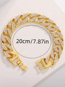 1 Piece Punk Hip Hops Thick Link Chain Bracelet Bling CZ Zirconia Crystal Cuban Chain Bracelet For Women Men Daily Wear