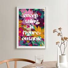 1pc, Canvas Hanging, Framed, Wall Arts, Posters, Modern, Text Posters, Quotes, Everything Is Imaginable Art Prints, Girly Wall Paintings, Fashion Wall Paintings, Abstract Floral Wall Paintings, Funky Girl Art, Inspirational Quote Art, Home Decor, Room Decor, Bathroom, Dorm, Dining Room, Kitchen, Living Room Decor Posters