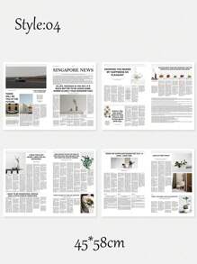 2Pcs/Set Ins Style Simple Newspaper,English Newspaper Photography Props Fashion Clothing Home Decor Food Photography Background Props,Perfect For Decorating Rooms And Bedrooms,Room Decor,Fall Decor