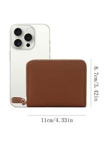 1个纯色零钱包，新款多卡位零钱包，纯色纹理卡包，大容量拉链钱包，女士迷你钱包，小巧可爱钱包，夏季旅行必备 - 彩色 - 查看 4