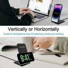 15W无线充电板，兼容 16/15/14/13/12/11 Pro/XR/8/X/XS Max，感应式快速充电底座，适用于办公室、宿舍和家庭使用。