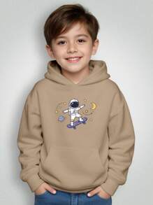 Moletom Infantil Bolso Canguru Com Capuz Menino Menina Astronauta Estrelas Skate Envio Imediato
