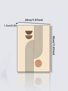 1pc Vintage Geometric Oil Painting With Solid Wooden Frame, Bohemian Style Living Room Wall Art Decoration For Bedroom, Study,Canvas,Poster Gifts Birthday Graduation