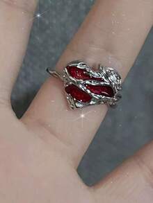 Y2K Crystal Rings Kpop Heart Adjustable Ring Asymmetrical Geometry Punk Vintage Rings Set For Women Girls New Fashion Jewelry - Multicolor - View 4