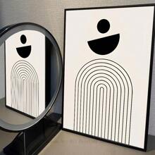 1pc/3PCS Wall Arts Posters Modern Abstract Geometric Beige Black Bohemian Poster Canvas Art, Suitable For Residential And Dormitory Walls, Living Room And Bar Decoration, Dining Room Or Bathroom, Room Decoration, Frameless High-Quality, Indoor/Outdoor Canvas Art, Frameless/ With A Frame