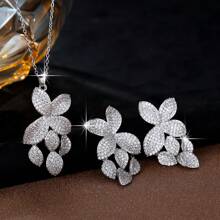 Conjunto de joias com colar e brinco, conjunto de joias de luxo da moda, de alta qualidade, adequado para encontros, festas e casamentos