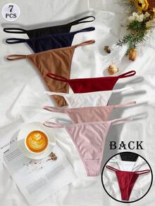 7Pcs Set Sexy Thongs Panties 7pcs Pack Soft G String Pack T Back Thongs Breathable Panties Sexy Briefs Personalized Thong Sexy Lingerie - Multicolor - View 1