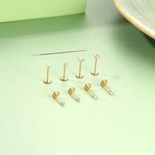 AVYRING 9PCS Stainless Steel Threadless Flat Back Earrings Studs Hypoallergenic Nose Rings Studs 20G/18G/16G Labret Studs Lip Ring Push In Helix Tragus Medusa Monroe Piercing Jewelry