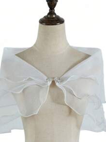 Brautschleier Schal Dünner Hochzeitsschal Tüllüberzug für Brautkleid, Ein-Schulter-Hochzeitsbankett Umhang für Abendkleider, kleiner Schal zum Überwerfen über den Arm für Brautkleid, Toastjacke