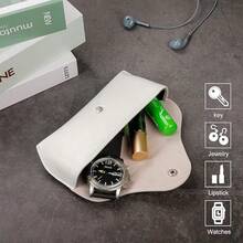 Portable PU Leather Lightweight Protective Eyeglasses Case, Flexible Sunglasses Bag Suitable For Women And Men, Horizontal Style, Solid Color For All Seasons - Multicolor - View 9