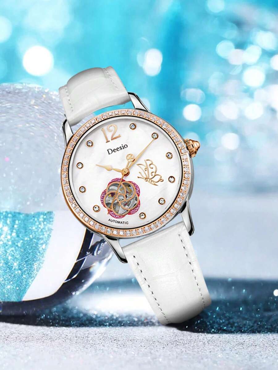 Deesio Ladies' Mechanical Watch, Fashionable, Luxurious And Atmospheric, Stainless Steel Case, 36mm, Hollowed Out Watch - Multicolor - View 1