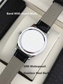 Pablo Raez 1pc Black Suit Cool Man Watch Fashion Casual Wristwatch For Man Stainless Steel Silver IPS Plated Case Luxury Black Soft & Comfortable Microfiber Leather Superior Sense Luminous Bar Scales Face With Date 50M Waterproof Top Brand New AAA Male Quartz Wristwatch Sports Elegant Clock Nice Business Gift For Friend Or Family Father Presents Fit For Daily Life/Work/Party Decorations Dress Watch Birthday Retro - one-size - View 11