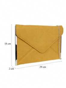 Girly Handbags Womens Faux Suede Plain Clutch Bag - Mustard Yellow - View 3