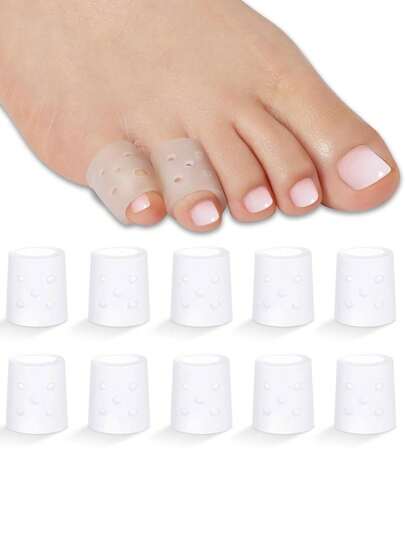 2/4/6/8/10 Stücke Silikon Zehenkappen - atmungsaktive und perforierte Zehenstrümpfe zum Laufen, Wandern, Skaten und Tanzen - weich elastisches Handwäsche Design Zehenschutz, weiß, Finger- und Zehenschützer, Zehentrenner, für Sport und Alltag, Geschenk für Eltern
