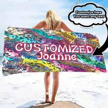 Personalized Beach Towel With Customized Text - Fashionable Design, Quick-Dry And Highly Absorbent, Perfect For Beach, Pool, Camping And Travel - Ideal Gift For Valentine's Day, Birthday, Father's Day And Mother's Day, Beach Essential | Personalized Gift | Fast Drying Fabric Bathroom Decor Summer Beach Essentials - Multicolor - View 16