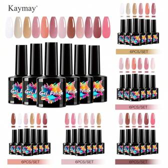 6Pcs Gel Nail Polish Set UV LED Gel Polish Soak Off Gel Polish Long-Lasting High Glossy Finish DIY Nail Art Pink, Nude, Beige, White, Brown, Red Wedding & Bridal Nail Art Office & Professional Look Nail Art Enthusiasts