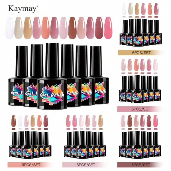 6Pcs Gel Nail Polish Set UV LED Gel Polish Soak Off Gel Polish Long-Lasting High Glossy Finish DIY Nail Art Pink, Nude, Beige, White, Brown, Red Wedding & Bridal Nail Art Office & Professional Look Nail Art Enthusiasts