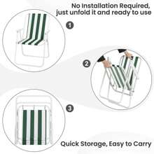 Pack de 2 Sillas de Playa Plegables con Reposabrazos, Silla Portátil para Camping, Jardín, Exterior y Ocio, Ligera y Resistente, Estructura de Acero, Tela Cómoda, Fácil de Transportar y Almacenar, Diseño Compacto y Plegable, Disponible en Colores Vibrantes, 74x52x38 cm
