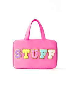 大号悬挂式洗漱包，防水可折叠手提包，旅行化妆剃须刀收纳包，女士化妆包，学习用品，大学宿舍必备，学生毕业礼物 - 玫紅色 - 查看 7