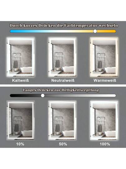 Bathroom Lighting Spiegel LED 50x70cm Wand IP44 Touch Switch Klok Fog Removal Feature Dimmable 3000K 6500K view 2