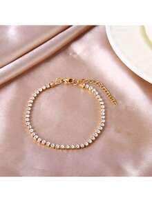 1pc Stainless Steel Minimalist Zirconia Tennis Bracelet For Women, Suitable For Dating, Party And Office Wear - Tennis Bracelet - View 19