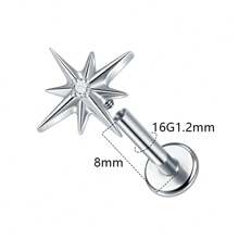 1PC Tytan 16G Błyszczący CZ Gwiazda Północna Kolczyk Stud Płaskie Tylne Labret Chrząstka Tragus Helix Conch Lobe Piercing Nos Biżuteria