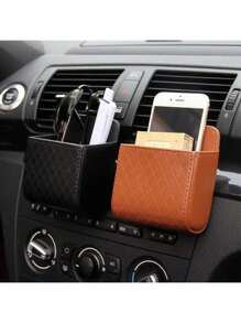 1/2pcs Universal Car Air Vent Hanging Storage Box Mobile Phone Bag - PU Leather - For Smartphones - Car Interior Accessories - Perfect Gift For Drivers