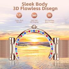 EIGIIS Montre connectée pour femmes Écran HD 1,27" Tracker de fitness Fonction d'appel entrant/sortant Étanche Tracker d'activité avec suivi du sommeil Podomètre Smartwatch de sport compatible Android iOS