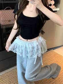 Spring/Summer Short Skirt Heavy Industry Lace Lace Mushroom Edge Short Style Butt Curtain Korean Style Dressing Stacked Skirt Curtain For Women - Multicolor - View 2