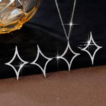 1 Set Small-Brand Minimalist Design Jewelry Set - Necklace & Earrings, Suitable For Everyday Commuting Wear