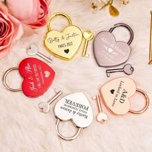 Personalized Love Padlock, Short Silver Heart Love Lock, Engraved Paris Amsterdam Bridge Padlock, Anniversary Honeymoon Gift, Engagement Love Lock, Valentine's Day Gift, New Year's Gift - Multicolor - View 4