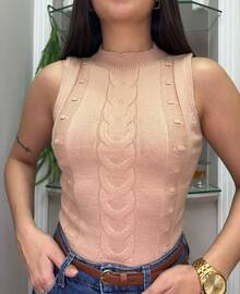 Blouse Vest Tank Top Ribbed Knit Modal Basic Casual Sweater Simple Shirt Women's Knitted Knitwear Nude - 裸體 - 查看 2